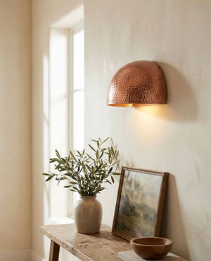 Hammered Copper Dome Wall Sconce