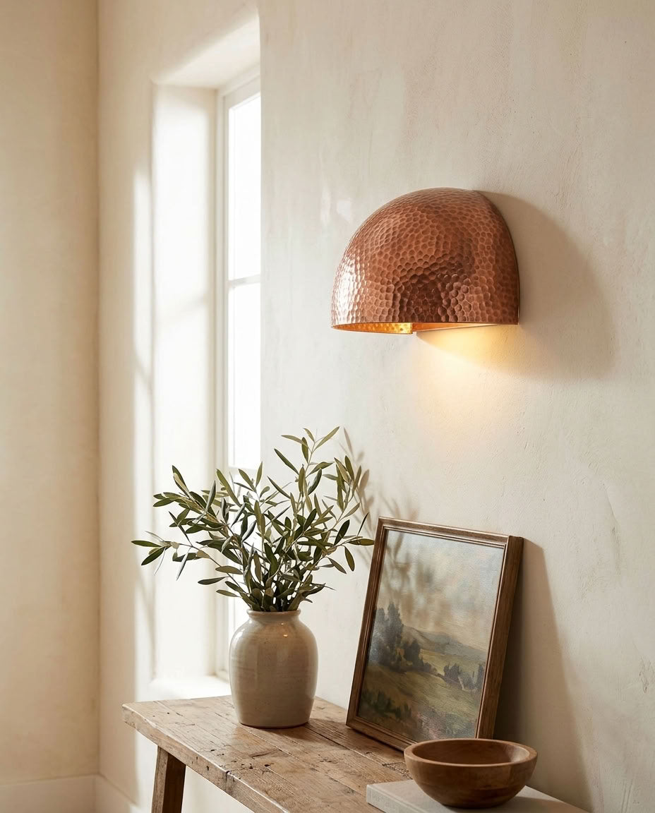 Hammered Copper Dome Wall Sconce